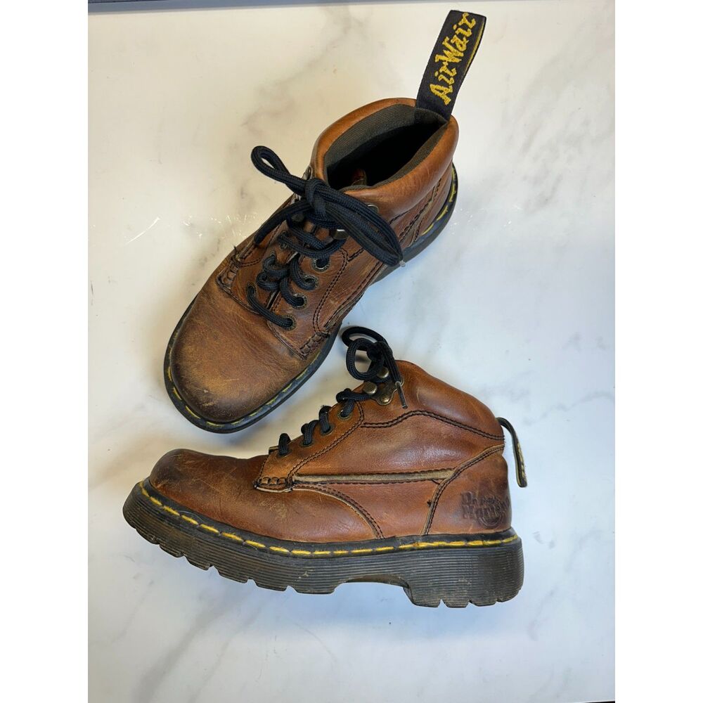 Vintage 1990s Dr. Martens Made in England 8A19 Brown Leather Boots UK Size 6